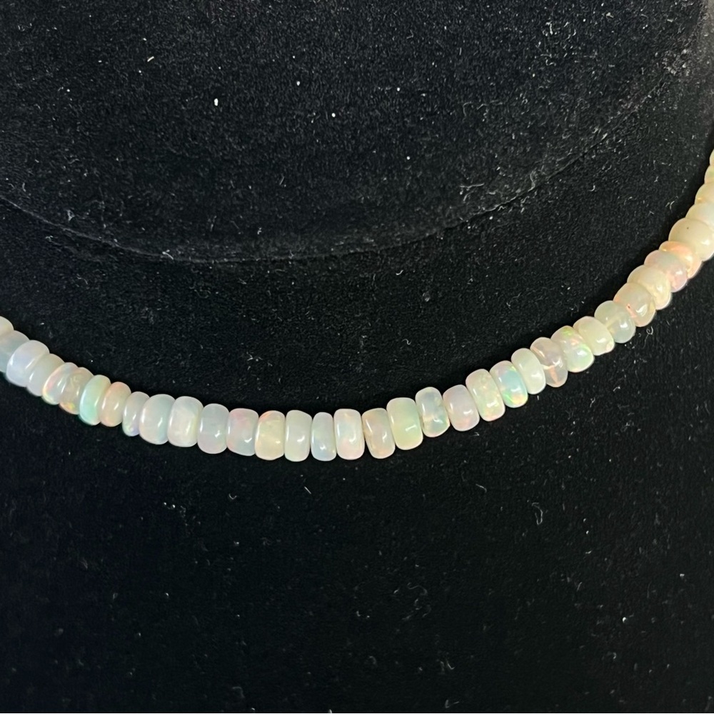 🔴 Opal beads acrylic faux opal bib necklace, size XS - Picture 2 of 7